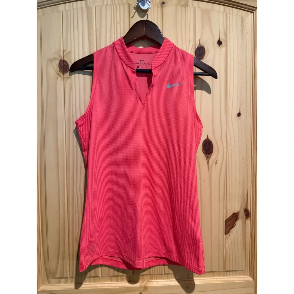 Nike AeroReact Womens Sleeveless Golf Polo Tank Pink Racerback Blade Collar M